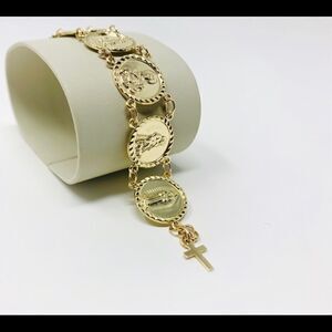 New 10k gold traditional saints bracelet